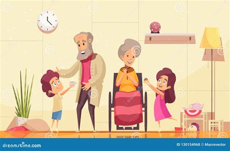 Elderly People Family Help stock vector. Illustration of grandchild ...