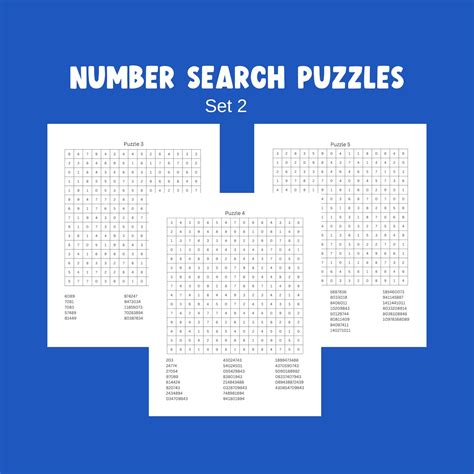 Number Search Puzzles Set 2 Printable, Instant Download, 10 Puzzles ...