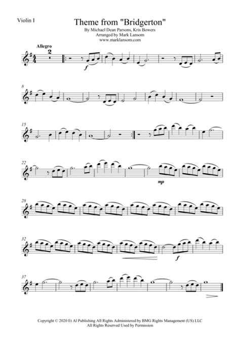 Bridgerton Main Title By Mark Lansom String Quartet Digital Sheet Music Sheet Music Plus