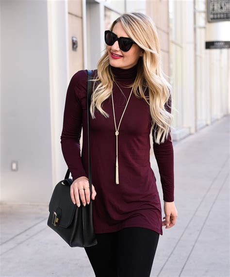 Burgundy Turtleneck Tunic Turtleneck Outfits Turtleneck Outfit