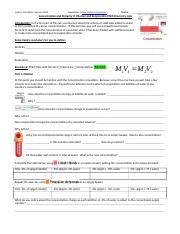 C 5CConcentration And Molarity II Dillution PhET Lab Docx Name