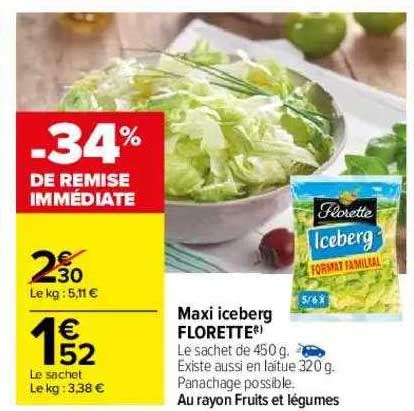 Promo Maxi Iceberg Florette Chez Carrefour Icatalogue Fr