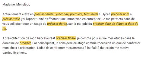 Lettre De Motivation Stage Au Lyc E Exemple Et Mod Le T L Charger