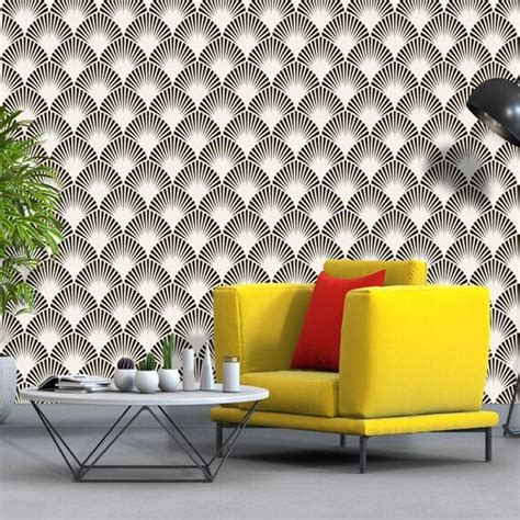 Geometric Art Deco White Gray Wallpaper Monochrome Embossed Retsywallpaper