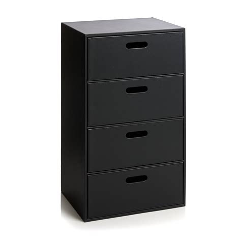 Wilko 4 Drawer Faux Leather Storage Tower Black Wilko