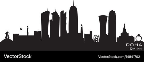 Doha qatar city skyline silhouette Royalty Free Vector Image