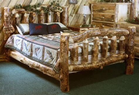 Amish Aspen Log Bed Rusticfurniture Log Bedroom Furniture Diy