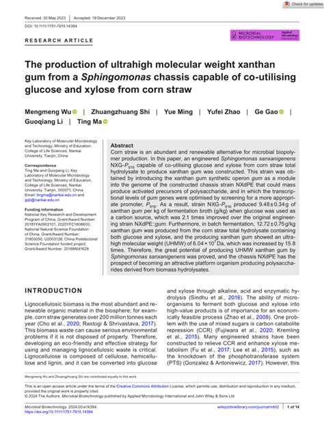 Pdf The Production Of Ultrahigh Molecular Weight Xanthan Gum From A