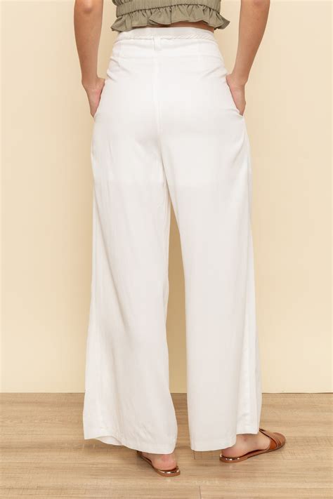 High Waisted Ivory Wide Leg Pants At Maria Vincent Boutique