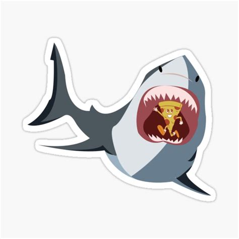 Shark Eating Pizza Sticker For Sale By Magicalyassira Redbubble