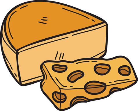 Hand Drawn Sliced Cheese Illustration In Doodle Style 18974382 Png