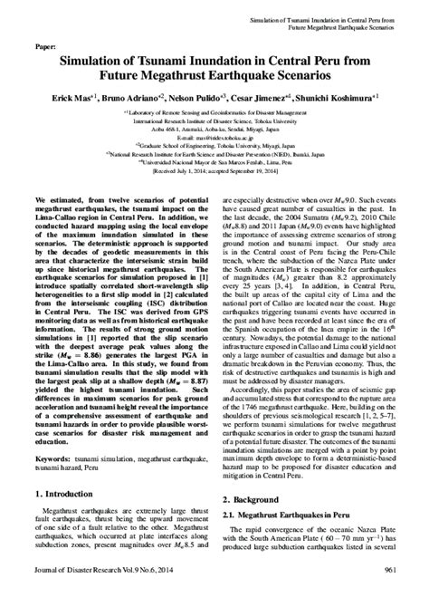 (PDF) Simulation of Tsunami Inundation in Central Peru from Future ...