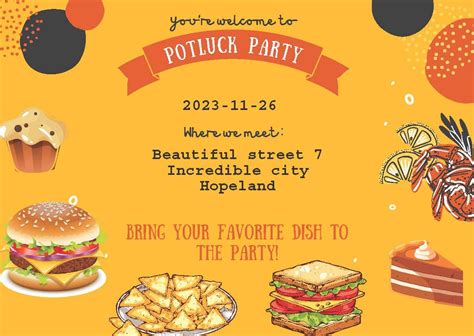 Editable Potluck Party Invitation Also Printable, Easy Editable, PDF ...