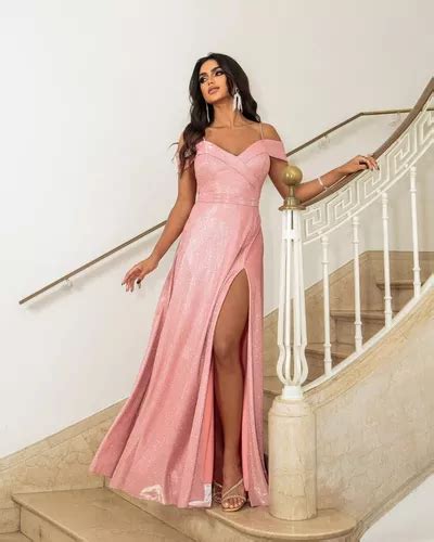 Vestido C Fenda Várias Cores Modelo Ombro À Ombro Parcelamento Sem Juros