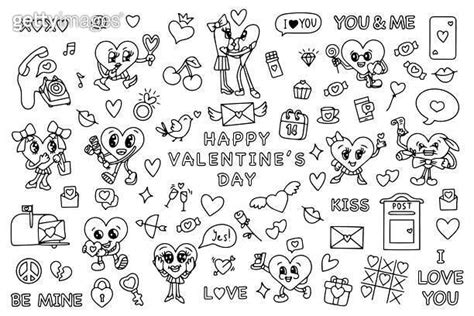 Trendy Groovy Valentines Day Sticker Set Retro Valentines Day S S