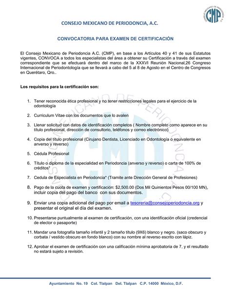 Cmp Convocatoria Para El Examen De Certificaci N Pdf