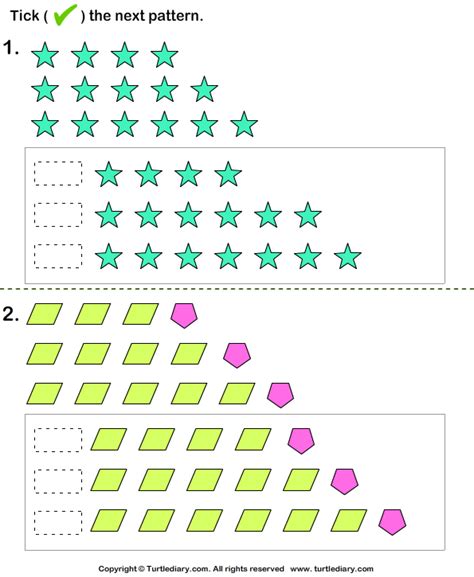 Identify The Next Growing Pattern Turtle Diary Worksheet