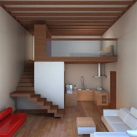 Casa pequena decoração minimalista mezanino quarto Tiny house