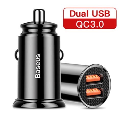 Carregador Veicular Baseus Turbo 30w Dual Usb Quick Charge 3 0 12 24v