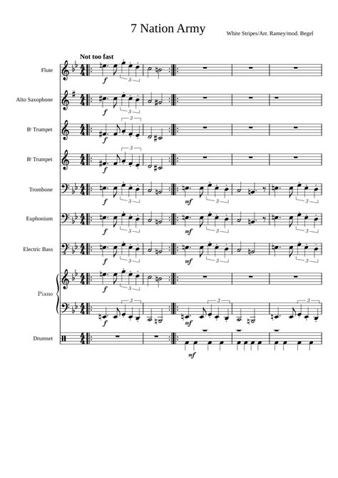 Seven Nation Army The White Stripes Sheet Music For Piano Trombone