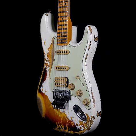 Fender Custom Shop White Lightning Floyd Rose Hss Stratocaster Heavy Relic Maple Neck 21 Frets 3