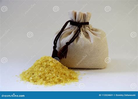 Sea Yellow Salt In A Bag Stock Image Image Of Face 113324601