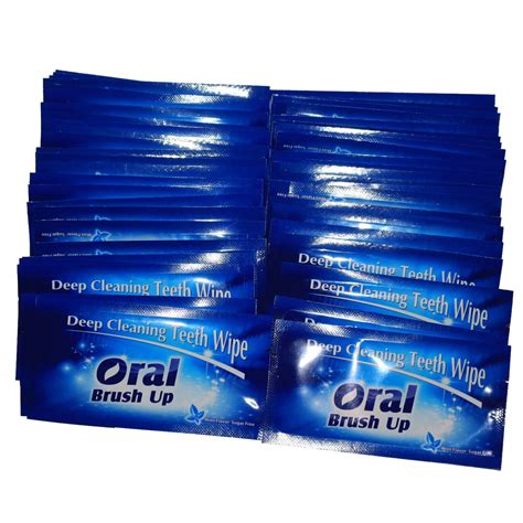 Mint Flavor Finger Teeth Wipes Disposable Brush Ups Pack Of 100 Dark Blue 100 Count Pack Of 1