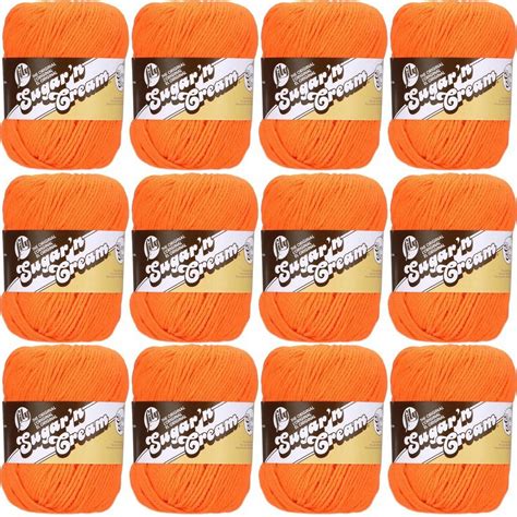Spinrite Lily Sugar N Cream Yarn Solids Super Size Hot Orange 1 Pack Of 12 Piece Walmart