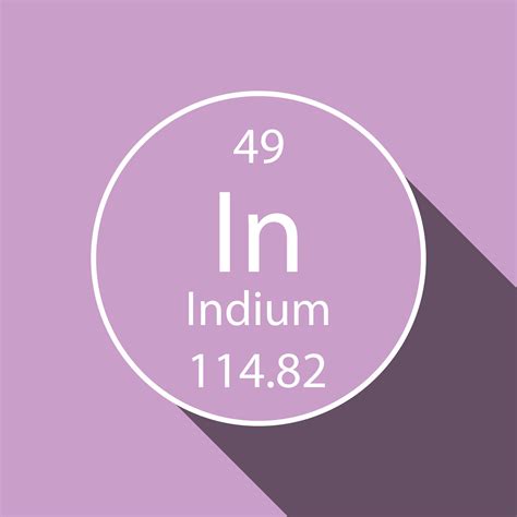 Indium Symbol With Long Shadow Design Chemical Element Of The Periodic