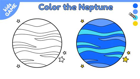 Page of coloring book for kids. Color cartoon the Neptune in space. Outline planet of solar ...