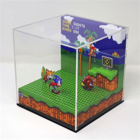 Sonic The Hedgehog 3D Retro Gaming Cube Diorama Featuring Etsy