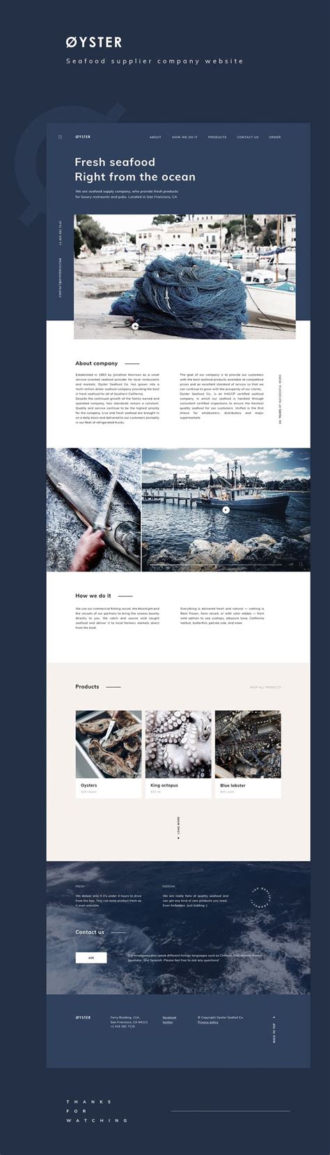 Øyster Seafood supplier company website on Behance Design Websites