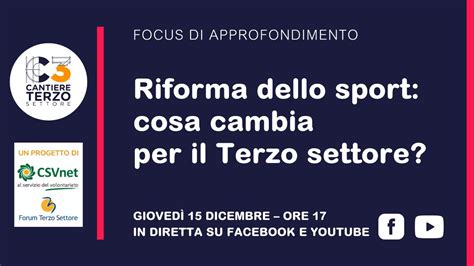 Riforma Dello Sport Cosa Cambia Per Il Terzo Settore YouTube