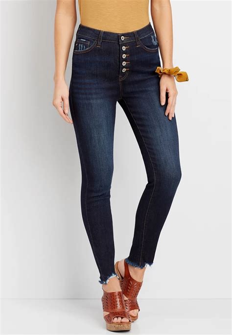 Kancan™ High Rise Dark Button Fly Skinny Jean Maurices