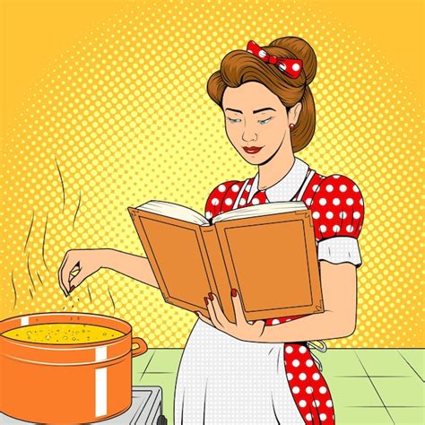 Premium Vector Beauty Wife Cooking Soup Retro Vector