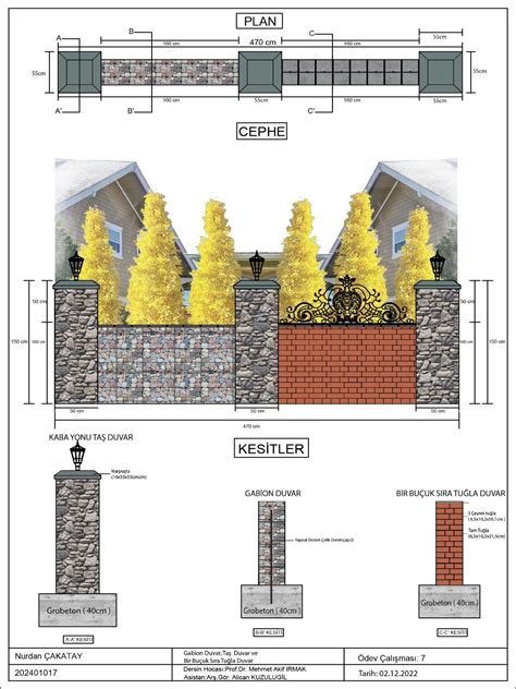 Duvar Plan Ve Kesitleri Peyzaj Izimleri Mimari Konsept Emas