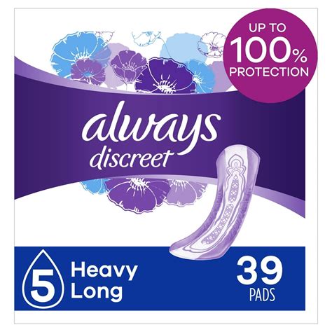 Always Discreet Heavy Long Incontinence Pads 39 Count