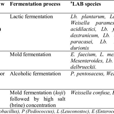 Lactic Acid Bacteria Lab Species In Traditional Fermented Food