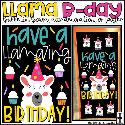 Llama Birthday Bulletin Board Kit Door Decoration Set Or Poster By Teach Simple