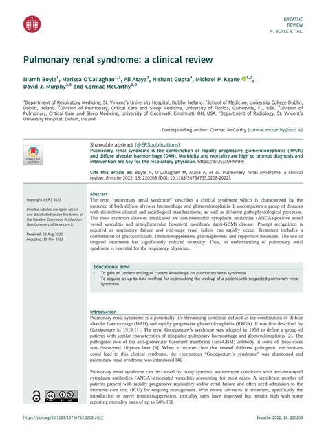 (PDF) Pulmonary renal syndrome: a clinical review