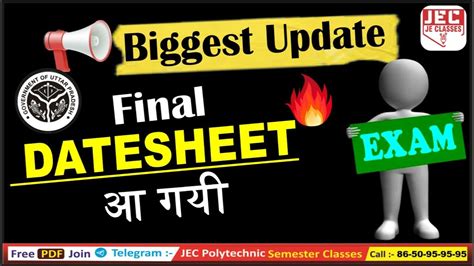 UPBTE UPDATE आ गय Final Date Sheet Even Semester Exam Big Update