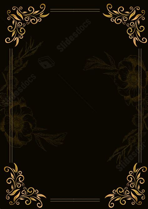 Border With A Pattern Of Black Gold Page Border Background Word Template And Google Docs For ...