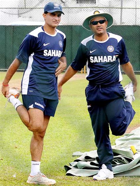 Sourav Ganguly And Virender Sehwag Stretch Out