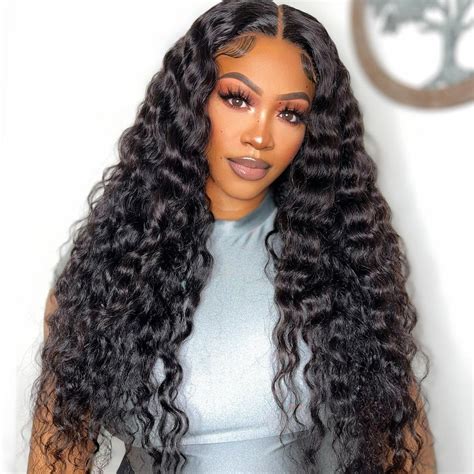 Hd Lace Frontal Glueless Wig Pre Bleached Knots Loose Deep Wave