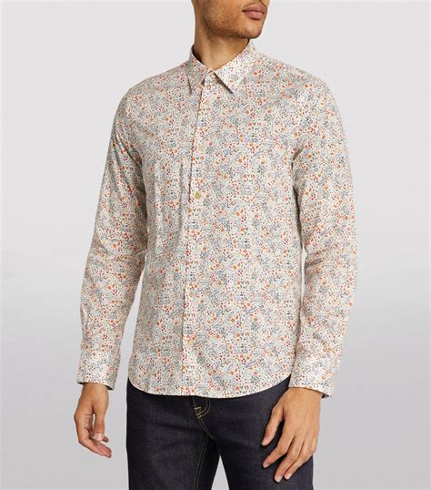 Mens Paul Smith Beige Cotton Floral Shirt Harrods UK