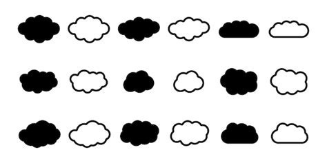 Conjunto De Iconos De Vector De Nubes Silueta De Nube Negra Icono De