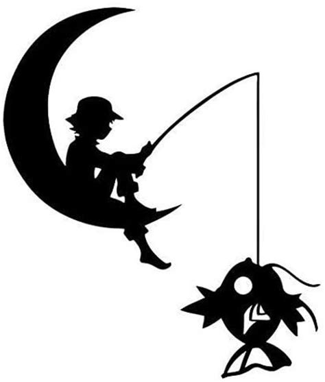 Boy Moon Fishing Sticker Graphic Auto Wall Laptop Cell Etsy