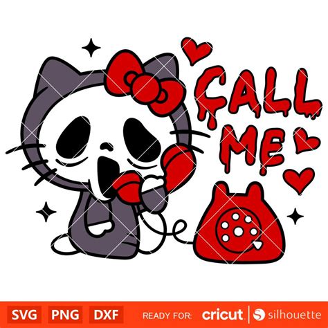 Call Me Scream Hello Kitty Svg, Ghost face Svg, Halloween Svg, Kawaii ...