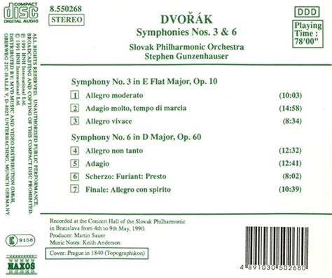 Slovak Philharmonic Orchestra Dvor K Symphonies Nos Cd