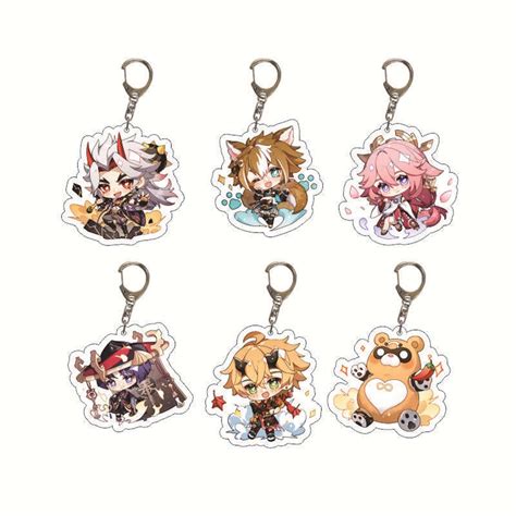 Cute Genshin Impact Game Character Acrylic Keychain Sayu Yoimiya Kazuha